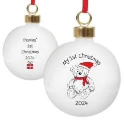 Personalised My 1st Xmas Teddy Bear Bauble -Xmas Decor Shop 4001573 3