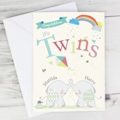 Personalised Hessian Elephant Twins Card 11 Personalised Hessian Elephant Twins Card -Xmas Decor Shop gc00541 5