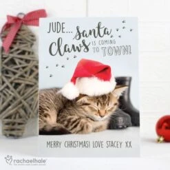 Personalised Rachael Hale Santa Claws Christmas Cat Card -Xmas Decor Shop gc00556 3
