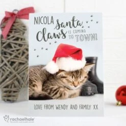 Personalised Rachael Hale Santa Claws Christmas Cat Card -Xmas Decor Shop gc00556 4