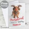 Personalised Rachael Hale Christmas Dachshund Through The Snow Card