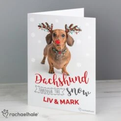 Personalised Rachael Hale Christmas Dachshund Through The Snow Card -Xmas Decor Shop gc00616 3