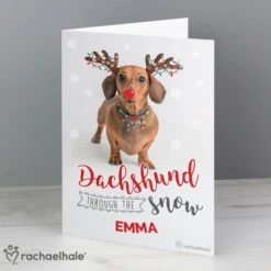 Personalised Rachael Hale Christmas Dachshund Through The Snow Card -Xmas Decor Shop gc00616 4