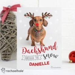 Personalised Rachael Hale Christmas Dachshund Through The Snow Card -Xmas Decor Shop gc00616 5