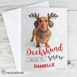 Personalised Rachael Hale Christmas Dachshund Through The Snow Card -Xmas Decor Shop gc00616 7