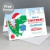 Personalised Dinosaur "Have A Roarsome Christmas" Card