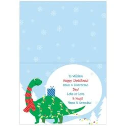 Personalised Dinosaur "Have A Roarsome Christmas" Card -Xmas Decor Shop gc00722 2