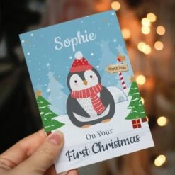 Personalised Christmas Penguin Card -Xmas Decor Shop gc00802 2