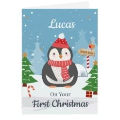 Personalised Christmas Penguin Card -Xmas Decor Shop gc00802 4