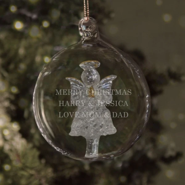 Personalised Glass Christmas Angel Bauble 1 Personalised Glass Christmas Angel Bauble