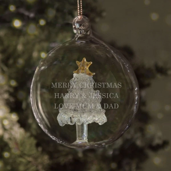 Personalised Glass Christmas Tree Bauble 1 Personalised Glass Christmas Tree Bauble