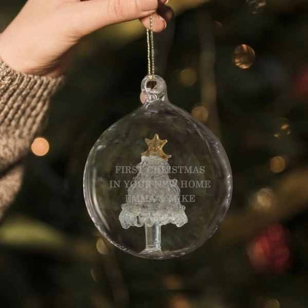 Personalised Glass Christmas Tree Bauble 3 Personalised Glass Christmas Tree Bauble - Image 3