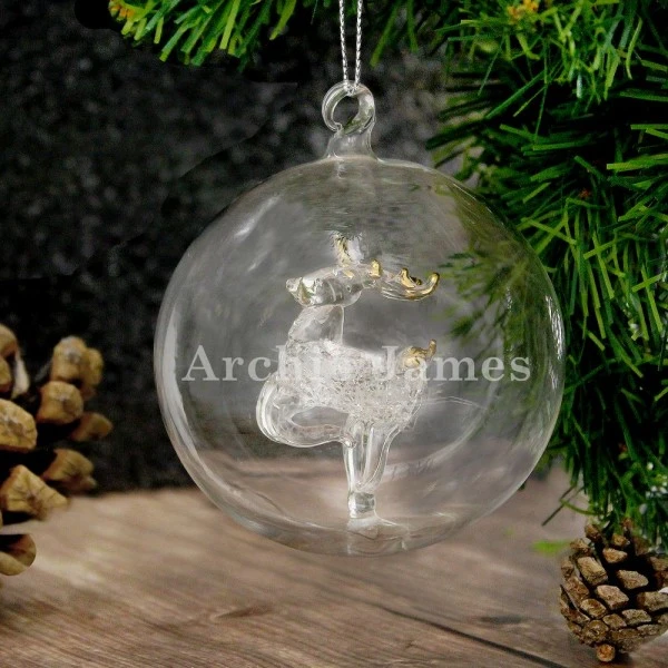 Personalised Name Only Reindeer Glass Bauble 1 Personalised Name Only Reindeer Glass Bauble