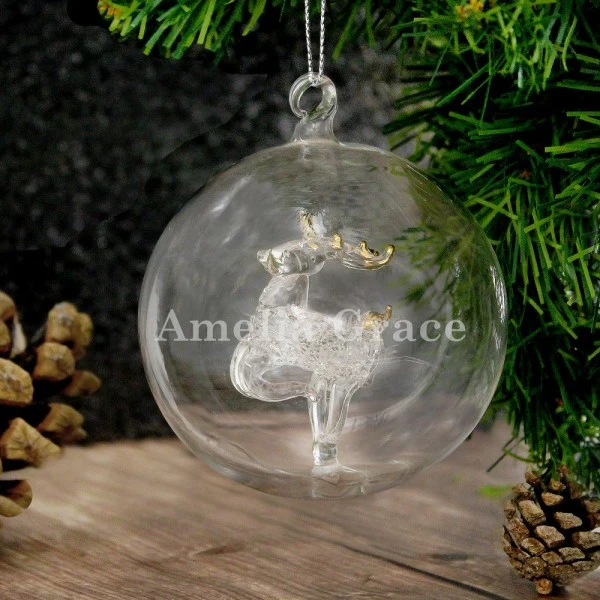 Personalised Name Only Reindeer Glass Bauble 3 Personalised Name Only Reindeer Glass Bauble - Image 3