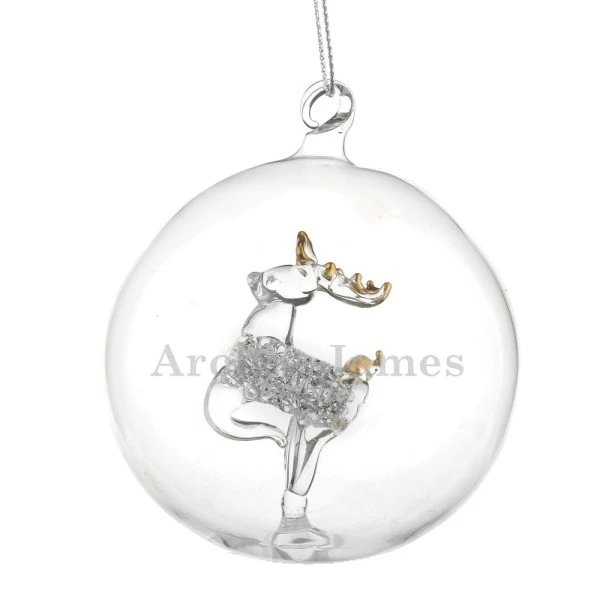 Personalised Name Only Reindeer Glass Bauble 4 Personalised Name Only Reindeer Glass Bauble - Image 4
