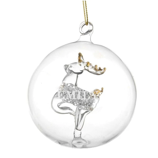 Personalised Name Only Reindeer Glass Bauble 5 Personalised Name Only Reindeer Glass Bauble - Image 5