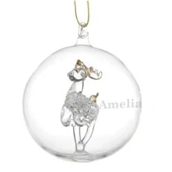 Personalised Name Only Reindeer Glass Bauble 12 Personalised Name Only Reindeer Glass Bauble -Xmas Decor Shop p0107d29 5