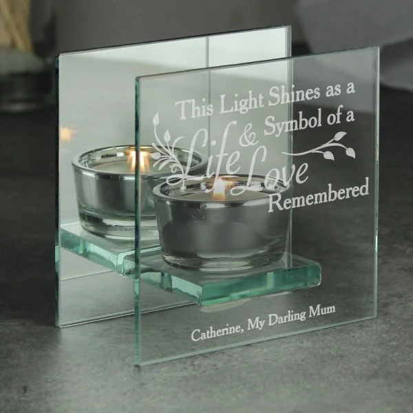 Personalised Life & Love Mirrored Glass Tea Light Candle Holder 3 Personalised Life & Love Mirrored Glass Tea Light Candle Holder - Image 3