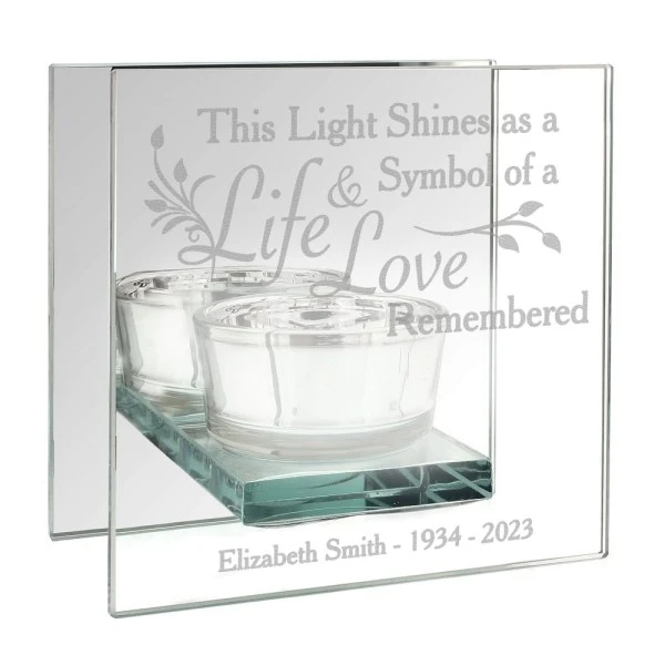Personalised Life & Love Mirrored Glass Tea Light Candle Holder 4 Personalised Life & Love Mirrored Glass Tea Light Candle Holder - Image 4