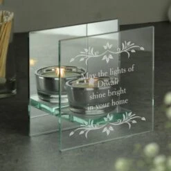 Personalised Sentiments Mirrored Glass Tea Light Candle Holder -Xmas Decor Shop p0107d42 2
