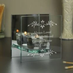 Personalised Sentiments Mirrored Glass Tea Light Candle Holder -Xmas Decor Shop p0107d42 3