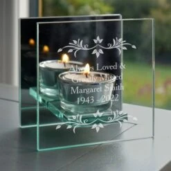 Personalised Sentiments Mirrored Glass Tea Light Candle Holder -Xmas Decor Shop p0107d42 8