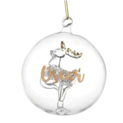 Personalised Gold Glitter Name Only Reindeer Glass Bauble -Xmas Decor Shop p0107e39 6