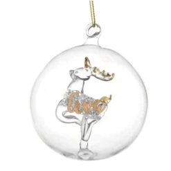 Personalised Gold Glitter Name Only Reindeer Glass Bauble -Xmas Decor Shop p0107e39 8