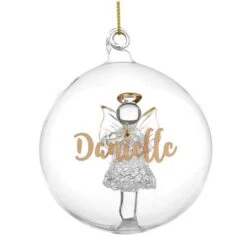 Personalised Gold Glitter Name Only Angel Glass Bauble 13 Personalised Gold Glitter Name Only Angel Glass Bauble -Xmas Decor Shop p0107e40 5