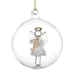 Personalised Gold Glitter Name Only Angel Glass Bauble 14 Personalised Gold Glitter Name Only Angel Glass Bauble -Xmas Decor Shop p0107e40 6