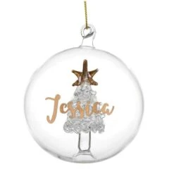 Personalised Gold Glitter Name Only Tree Glass Bauble -Xmas Decor Shop p0107e41 5