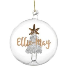 Personalised Gold Glitter Name Only Tree Glass Bauble -Xmas Decor Shop p0107e41 7