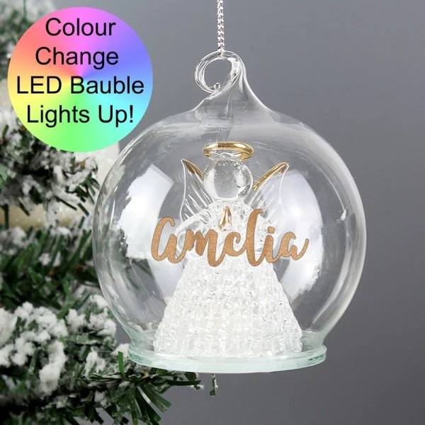Personalised Christmas LED Angel Bauble 1 Personalised Christmas LED Angel Bauble