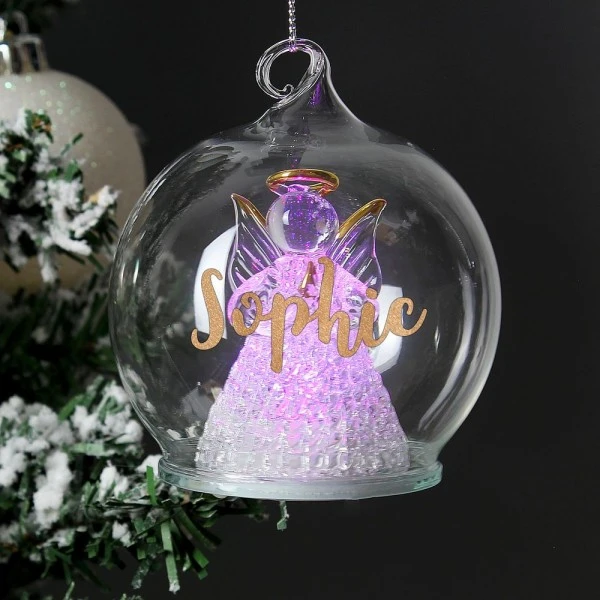 Personalised Christmas LED Angel Bauble 3 Personalised Christmas LED Angel Bauble - Image 3