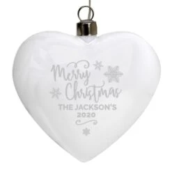 Personalised Merry Christmas LED Hanging Glass Heart -Xmas Decor Shop p0107f86 1