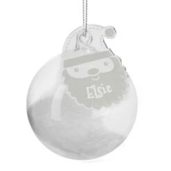 Personalised White Santa Feather Glass Bauble 5 Personalised White Santa Feather Glass Bauble -Xmas Decor Shop p0107g81 2
