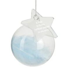 Personalised Free Text Blue Feather Glass Bauble With Star Tag 10 Personalised Free Text Blue Feather Glass Bauble With Star Tag -Xmas Decor Shop p0107g83 4