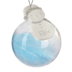Personalised Snowman Acrylic Blue Feather Bauble -Xmas Decor Shop p0107h32 3