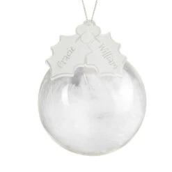 Personalised Holly Acrylic White Feather Bauble -Xmas Decor Shop p0107h33 2