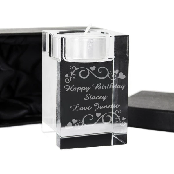 Personalised Ornate Swirl Glass Tea Light Candle Holder 2 Personalised Ornate Swirl Glass Tea Light Candle Holder - Image 2