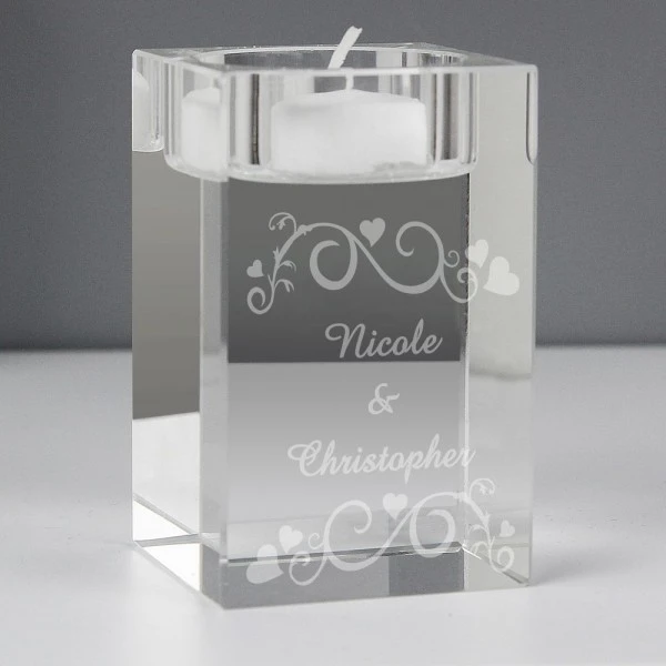 Personalised Ornate Swirl Glass Tea Light Candle Holder 3 Personalised Ornate Swirl Glass Tea Light Candle Holder - Image 3