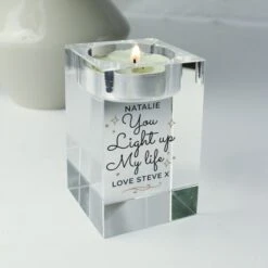 Personalised You Light Up My Life Glass Tea Light Holder -Xmas Decor Shop p0108a82 3