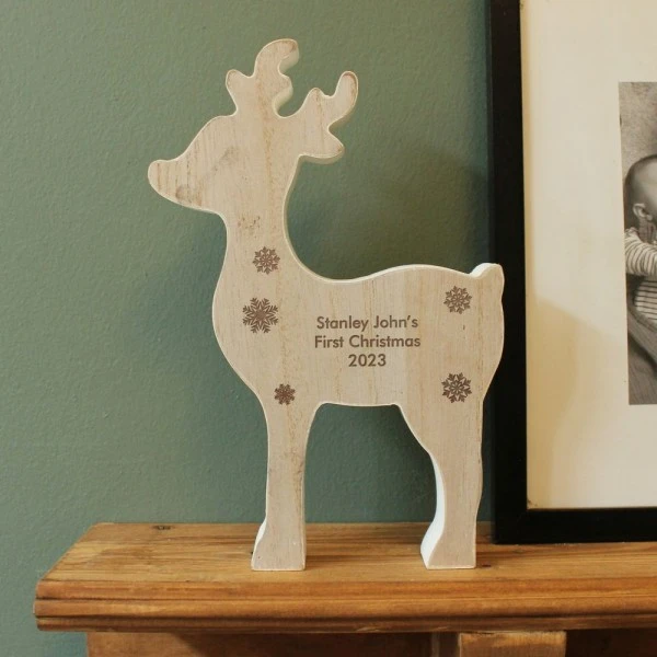 Personalised Rustic Wooden Reindeer Decoration 3 Personalised Rustic Wooden Reindeer Decoration - Image 3