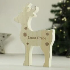Personalised Any Name Rustic Wooden Reindeer Decoration 9 Personalised Any Name Rustic Wooden Reindeer Decoration -Xmas Decor Shop p0111b16 2
