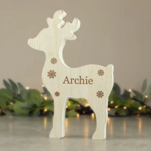 Personalised Any Name Rustic Wooden Reindeer Decoration 7 Personalised Any Name Rustic Wooden Reindeer Decoration - Image 7