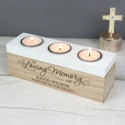 Personalised In Loving Memory Triple Tea Light Box -Xmas Decor Shop p0111c43 2