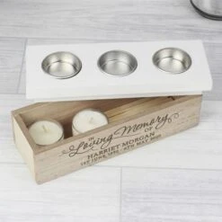 Personalised In Loving Memory Triple Tea Light Box -Xmas Decor Shop p0111c43 3
