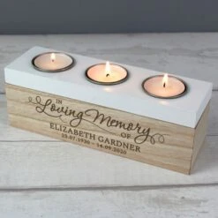 Personalised In Loving Memory Triple Tea Light Box -Xmas Decor Shop p0111c43 6