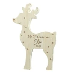 Personalised "1st Christmas" Rustic Wooden Reindeer Decoration -Xmas Decor Shop p0111c52 4