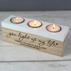 Personalised You Light Up My Life Triple Tea Light Box -Xmas Decor Shop p0111c70 3